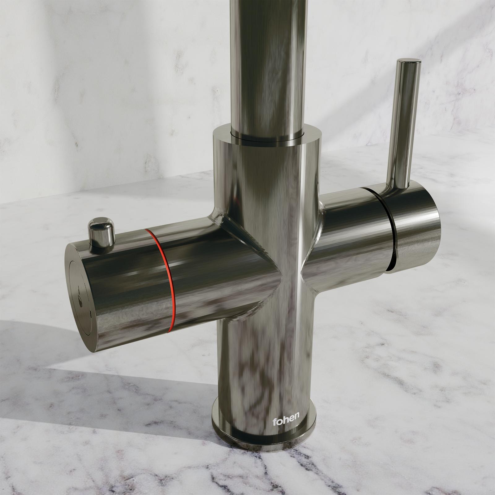 Image of Fohen Aran Pro Brushed Gunmetal Tap Close-up