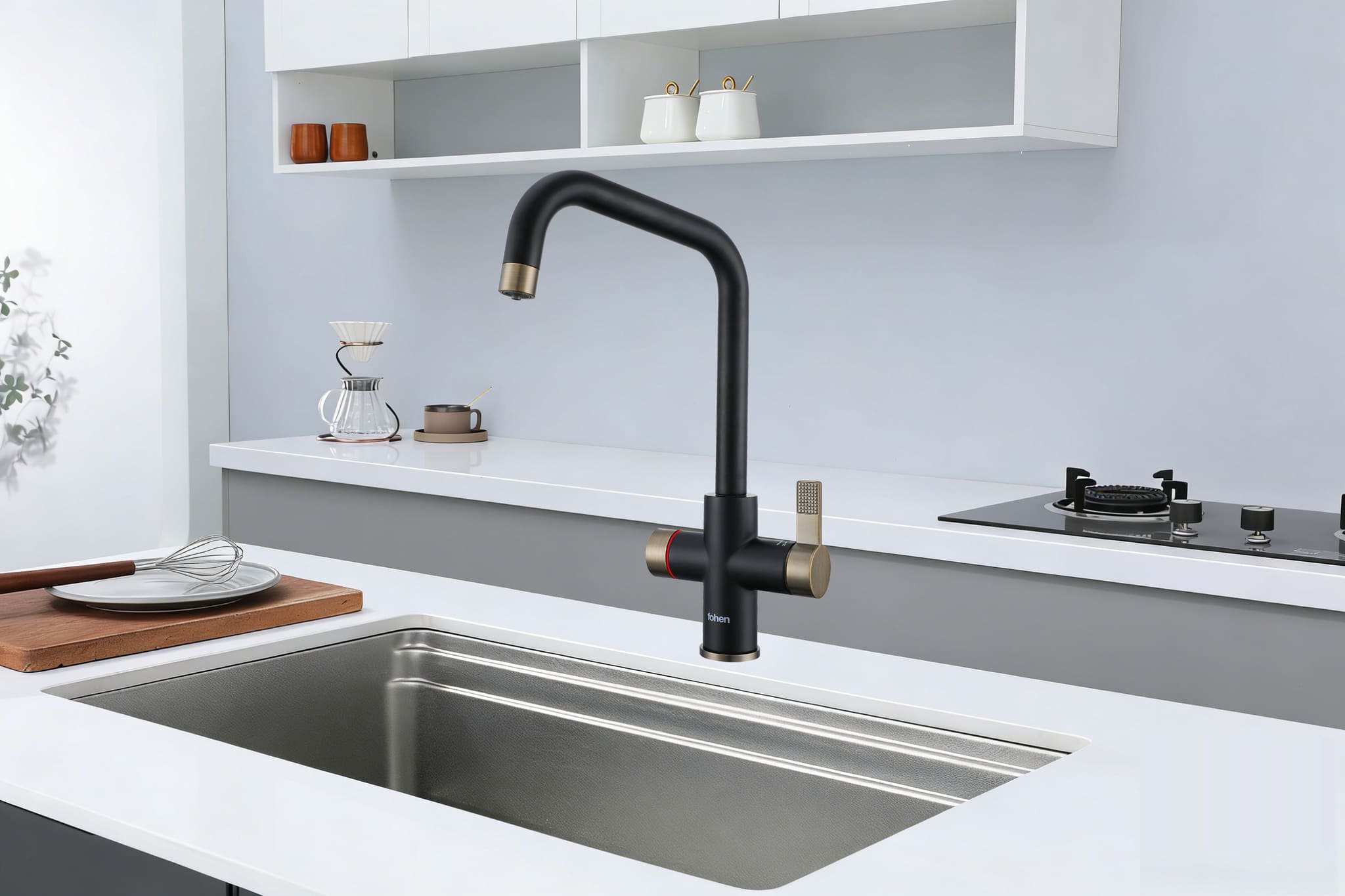 Image of Fohen 4-in-1 Fedina Touch - Matt Black & Patinated Brass Accents