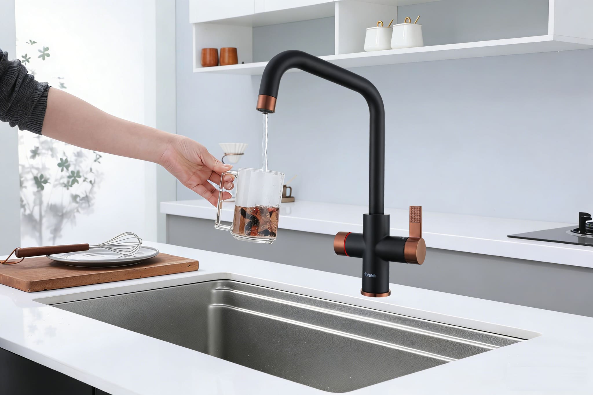 4-in-1 Fohen Fedina Touch - Matt Black & Rose Gold Accents