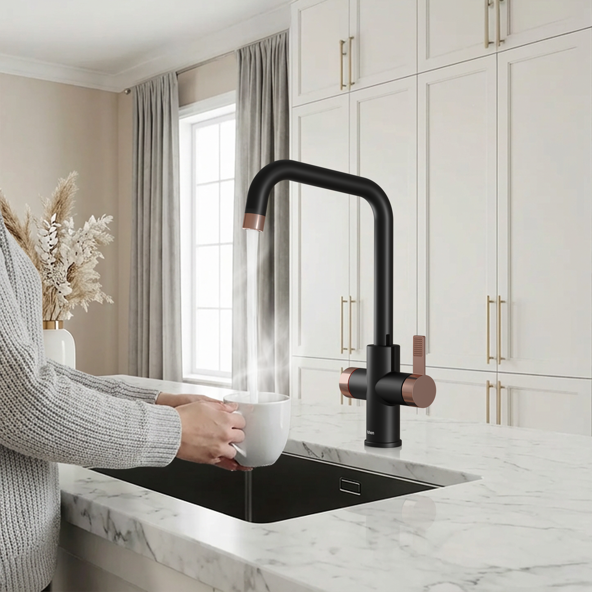 4-in-1 Fohen Fedina Touch - Matt Black & Rose Gold Accents