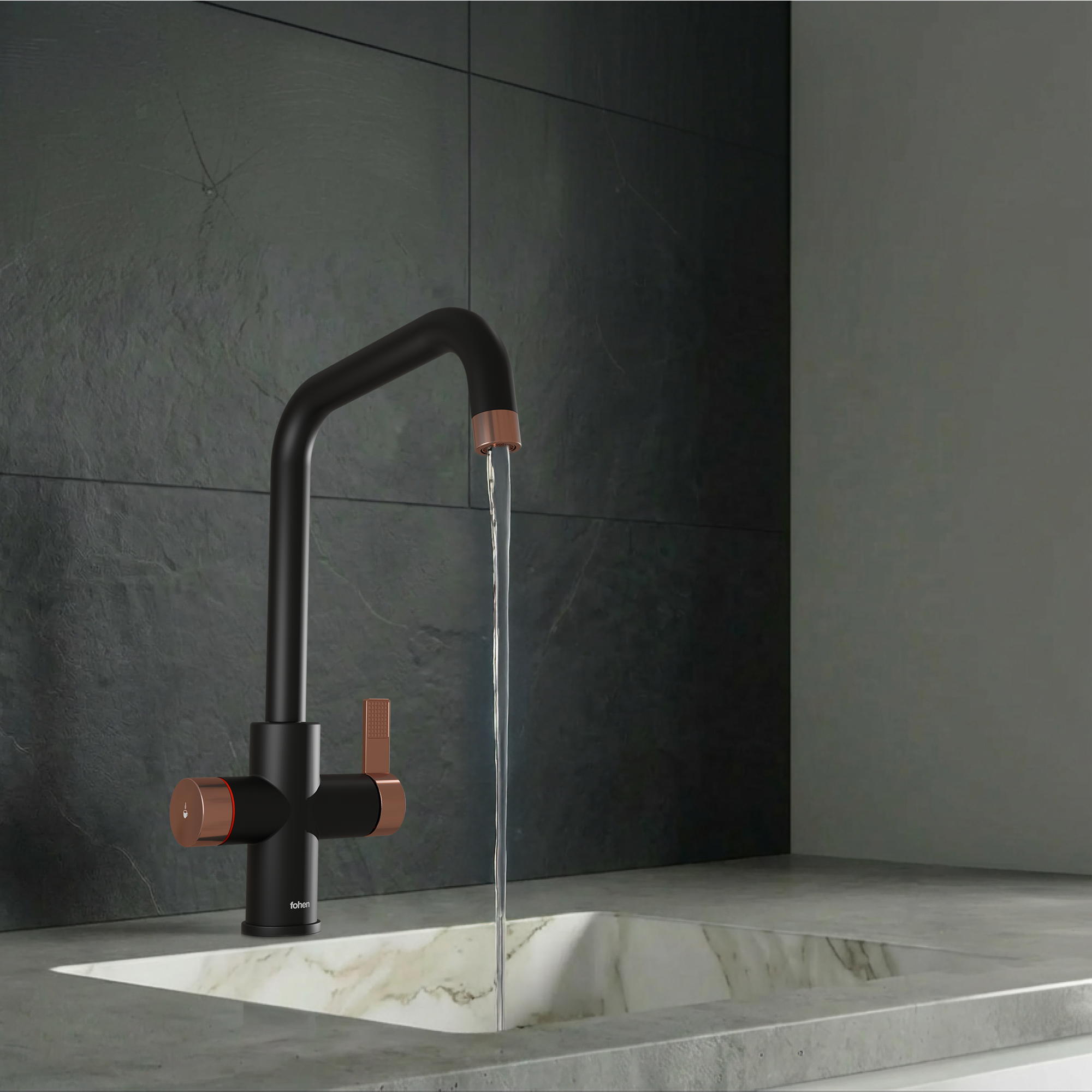 Image of Fohen 4-in-1 Fedina - Matt Black & Rose Gold Accents