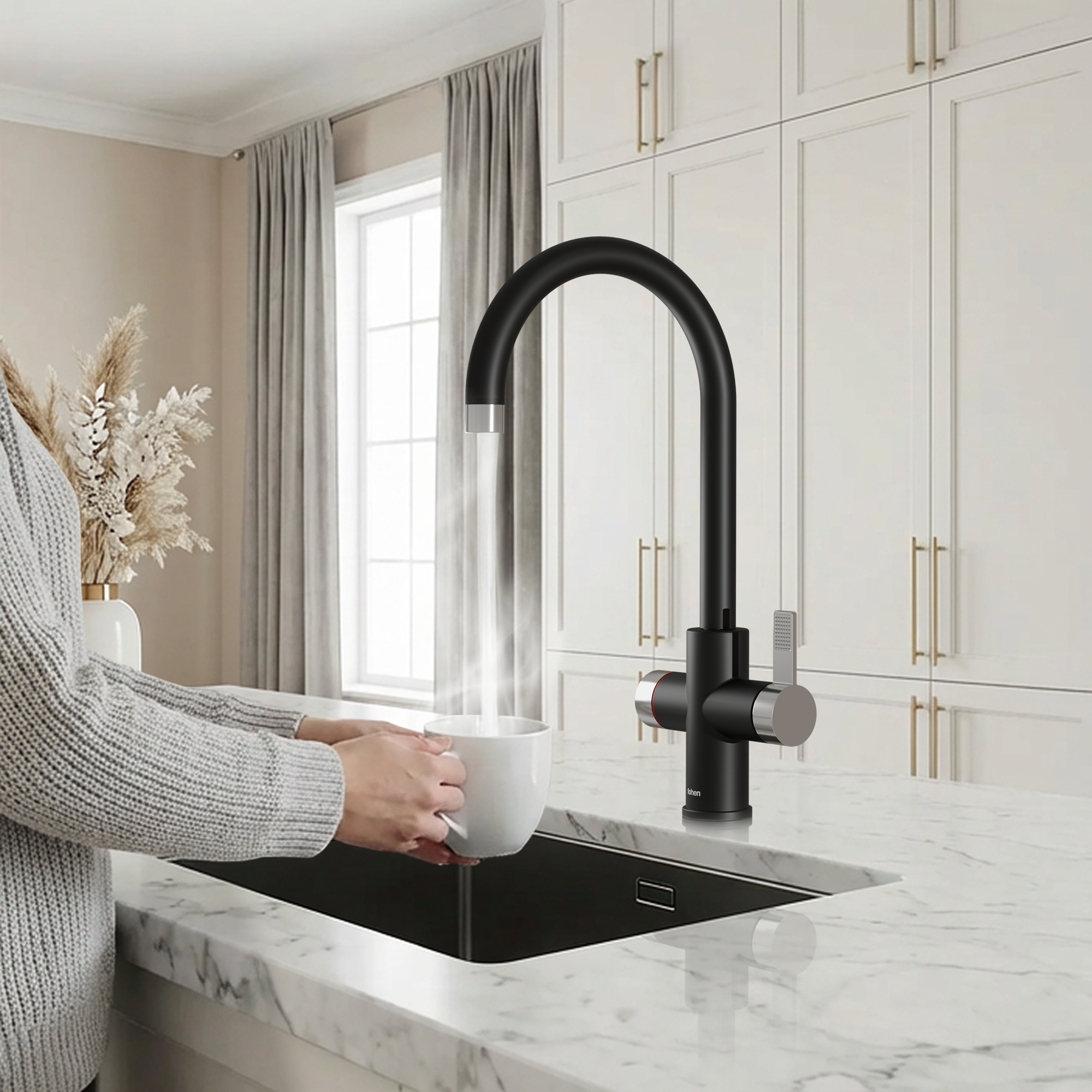 4-in-1 Fohen Fervente Touch - Matt Black with Chrome Accents