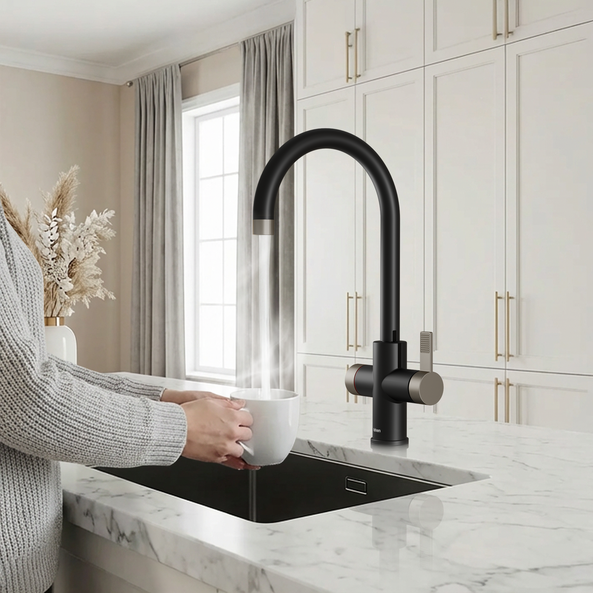 4-in-1 Fohen Fervente Touch - Matt Black with Nickel Accents