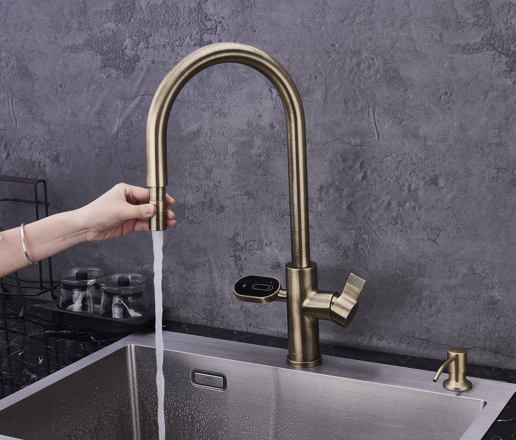 4-in-1 Hanström Nexa Digital Pullout - Antique Brass
