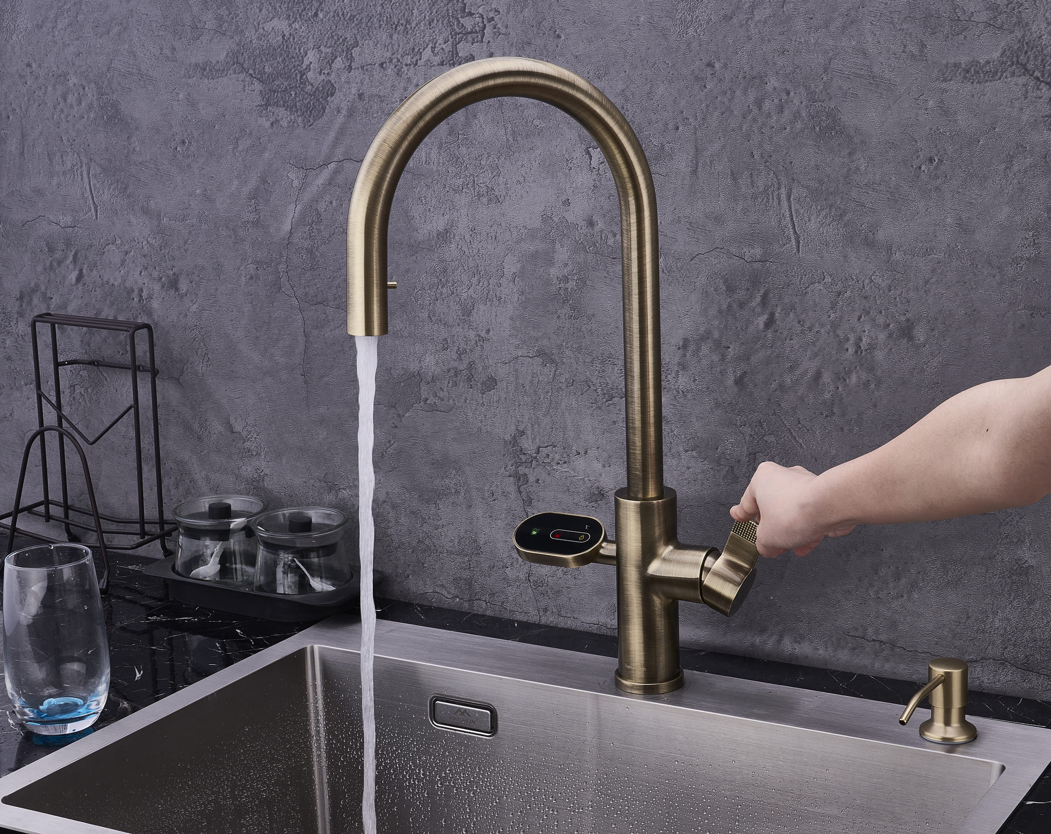 4-in-1 Hanström Nexa Digital Pullout - Antique Brass