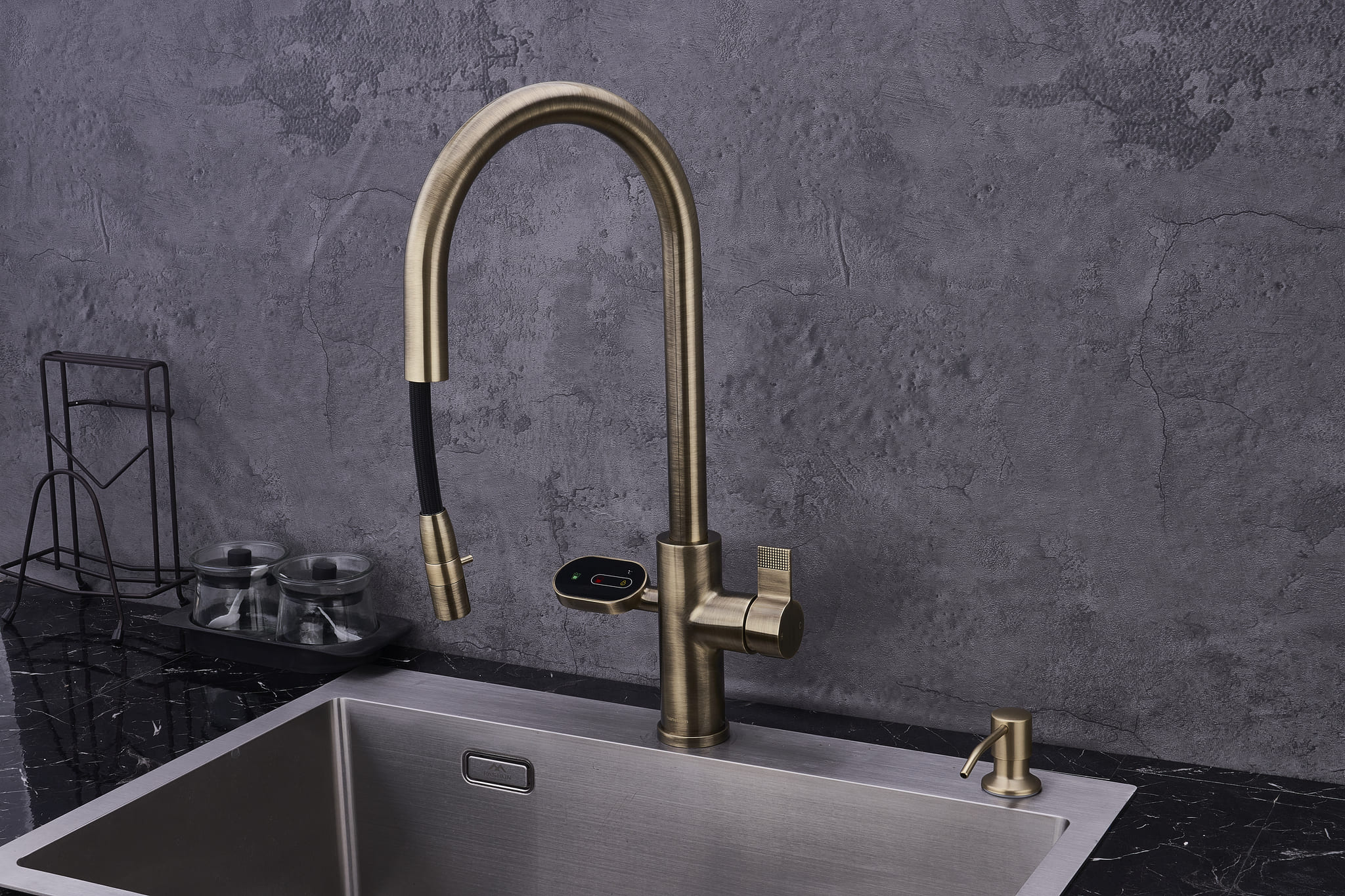 4-in-1 Hanström Nexa Digital Pullout - Antique Brass