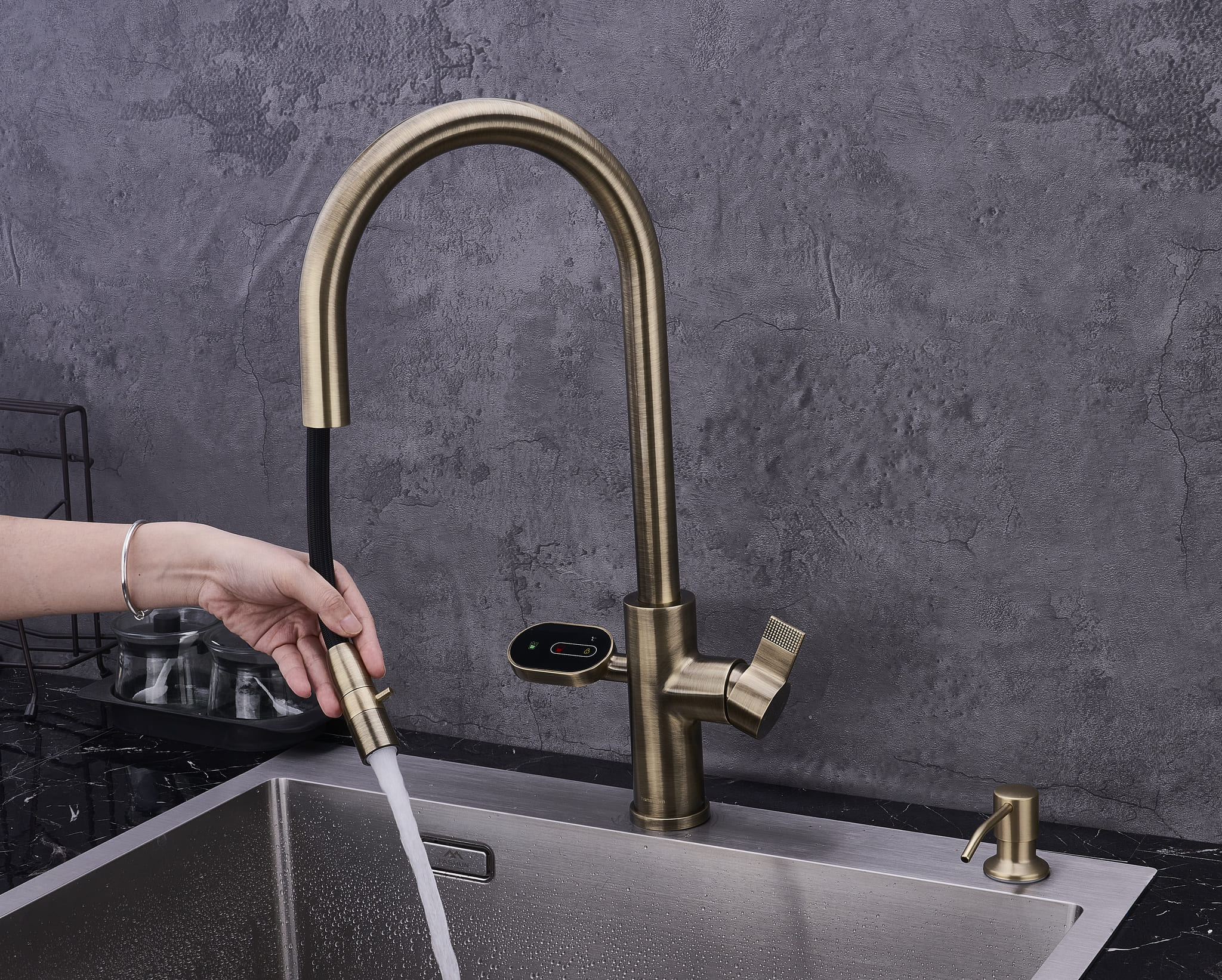 4-in-1 Hanström Nexa Digital Pullout - Antique Brass
